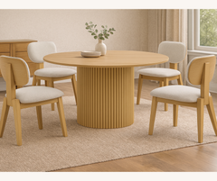 Terra 5-Piece Dining Set – Natural Oak Finish | Table + 4 Upholstered Chairs