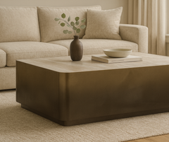 Dangelo Coffee Table – Solid Marble Top with Gold Metal Frame