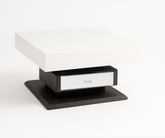 Rotating Lift-Top Coffee Table – High-Gloss White with Storage Drawer