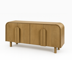 Lyaana 63" TV Stand – Natural Oak Finish with Arch Detailing