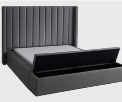 IF-5720 Velvet Storage Bed with Benches – Grey