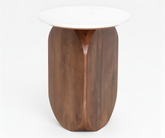 Sasha Accent Table – Walnut & White Marble Top