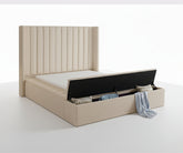 IF-5720 Velvet Storage Bed with Benches – Cream