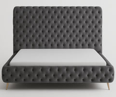 IF-5865 Velvet Tufted Bed – Grey