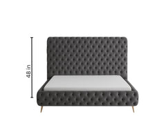 IF-5865 Velvet Tufted Bed – Grey