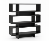 Open-Concept Multi-Tier Bookshelf – Black Finish