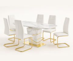 1235 Brooke 7-Piece Extendable Dining Set – Full White