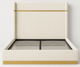 Corduroy Upholstered Bed Frame – Beige