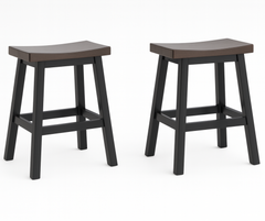 Ashanti Counter Stools (Set of 2) – Dark Grey & Oak Two-Tone Finish
