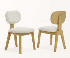 Terra Dining Chairs (Set of 2) – Natural Oak Rubberwood with Fabric Upholstery