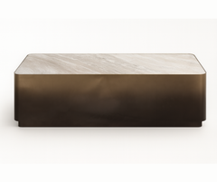 Dangelo Coffee Table – Solid Marble Top with Gold Metal Frame