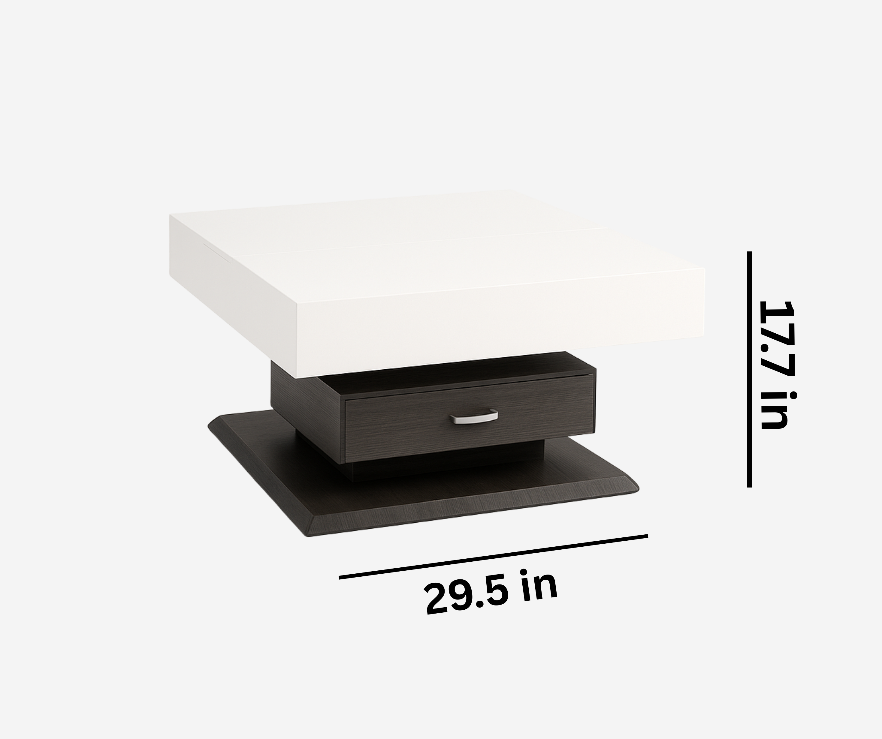 Rotating Lift-Top Coffee Table – High-Gloss White with Storage Drawer
