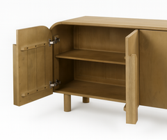 Lyaana 63" TV Stand – Natural Oak Finish with Arch Detailing