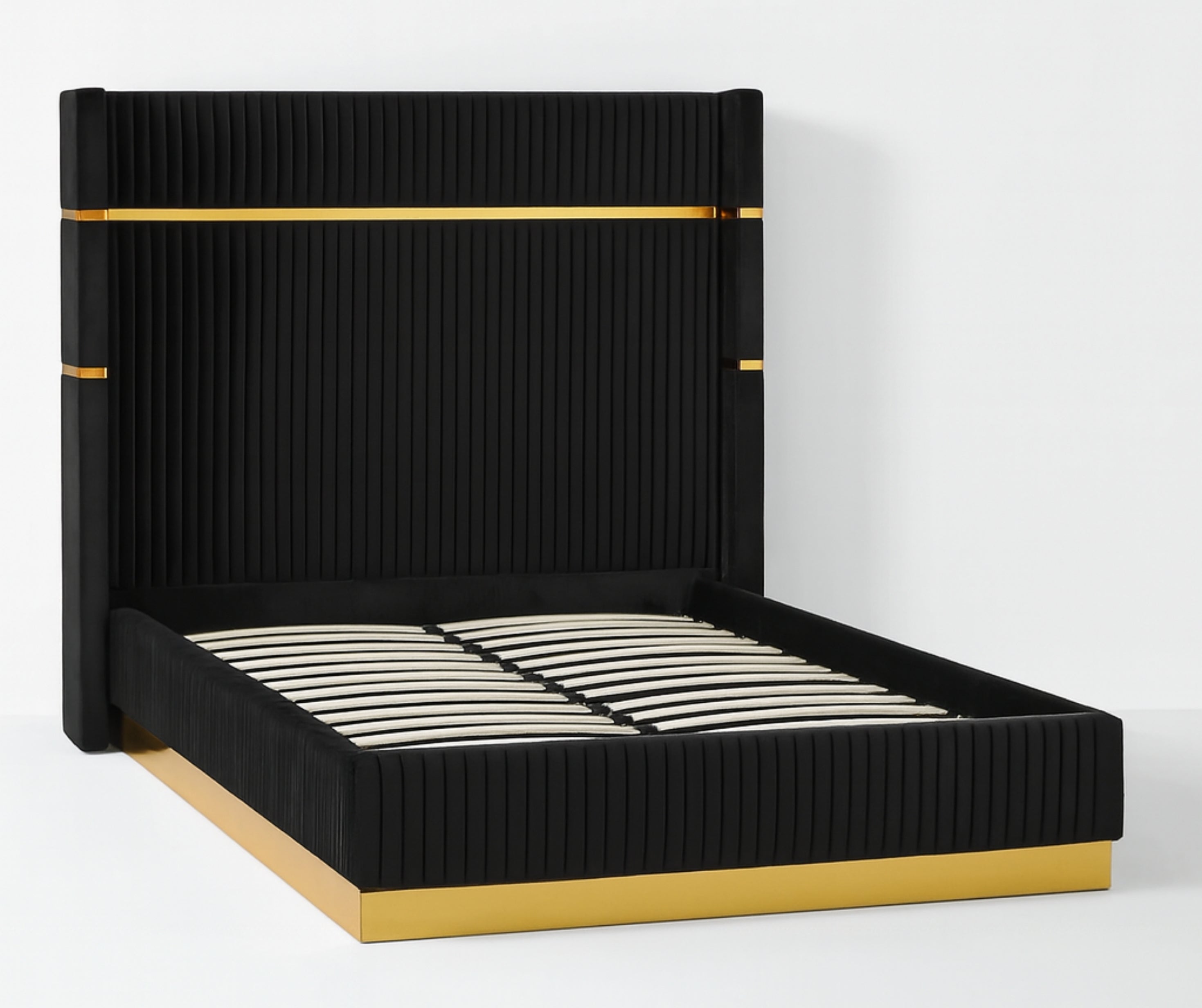 Corduroy Upholstered Bed Frame – Black