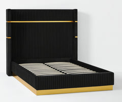 Corduroy Upholstered Bed Frame – Black