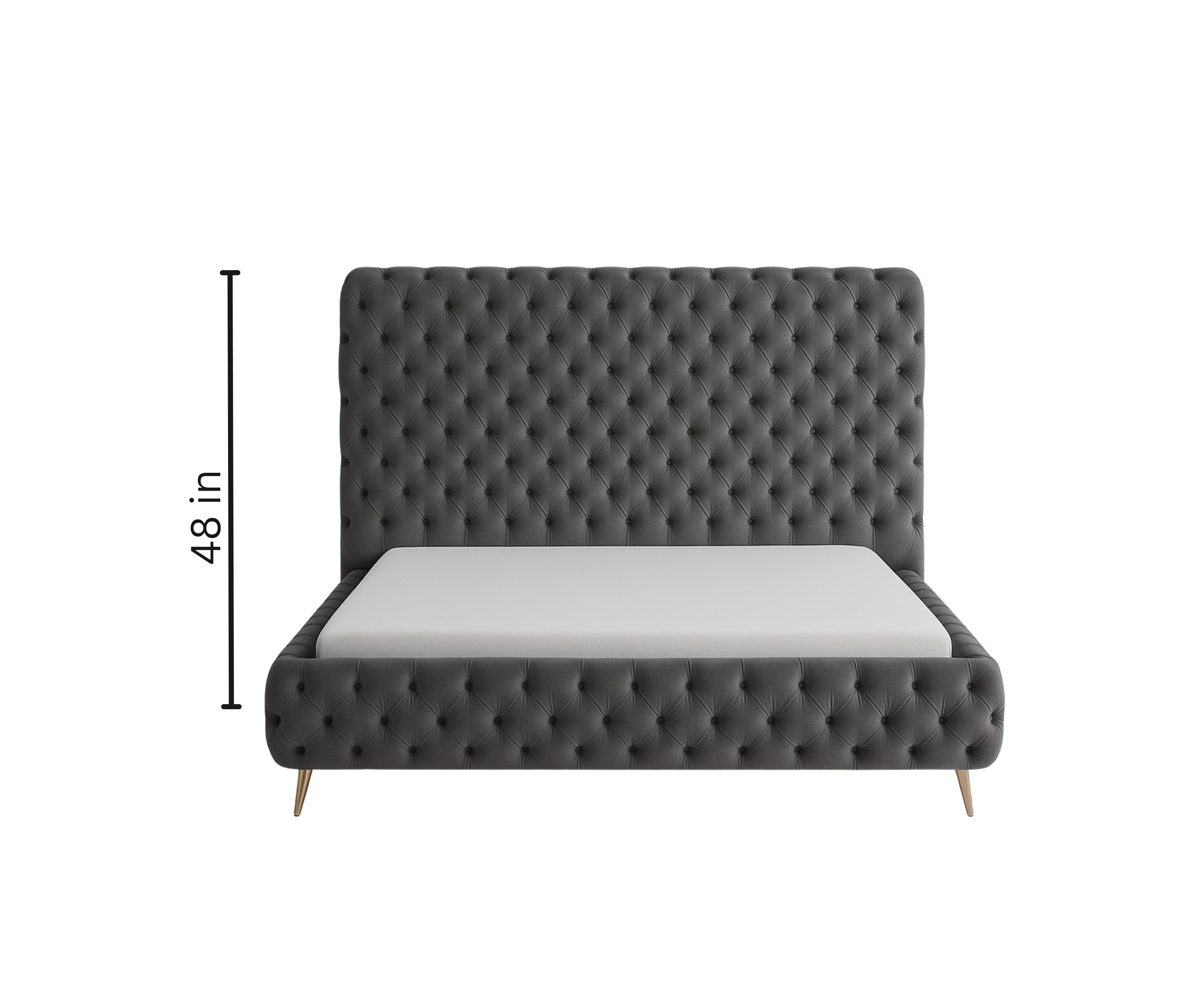 IF-5865 Velvet Tufted Bed – Grey