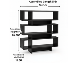 Open-Concept Multi-Tier Bookshelf – Black Finish