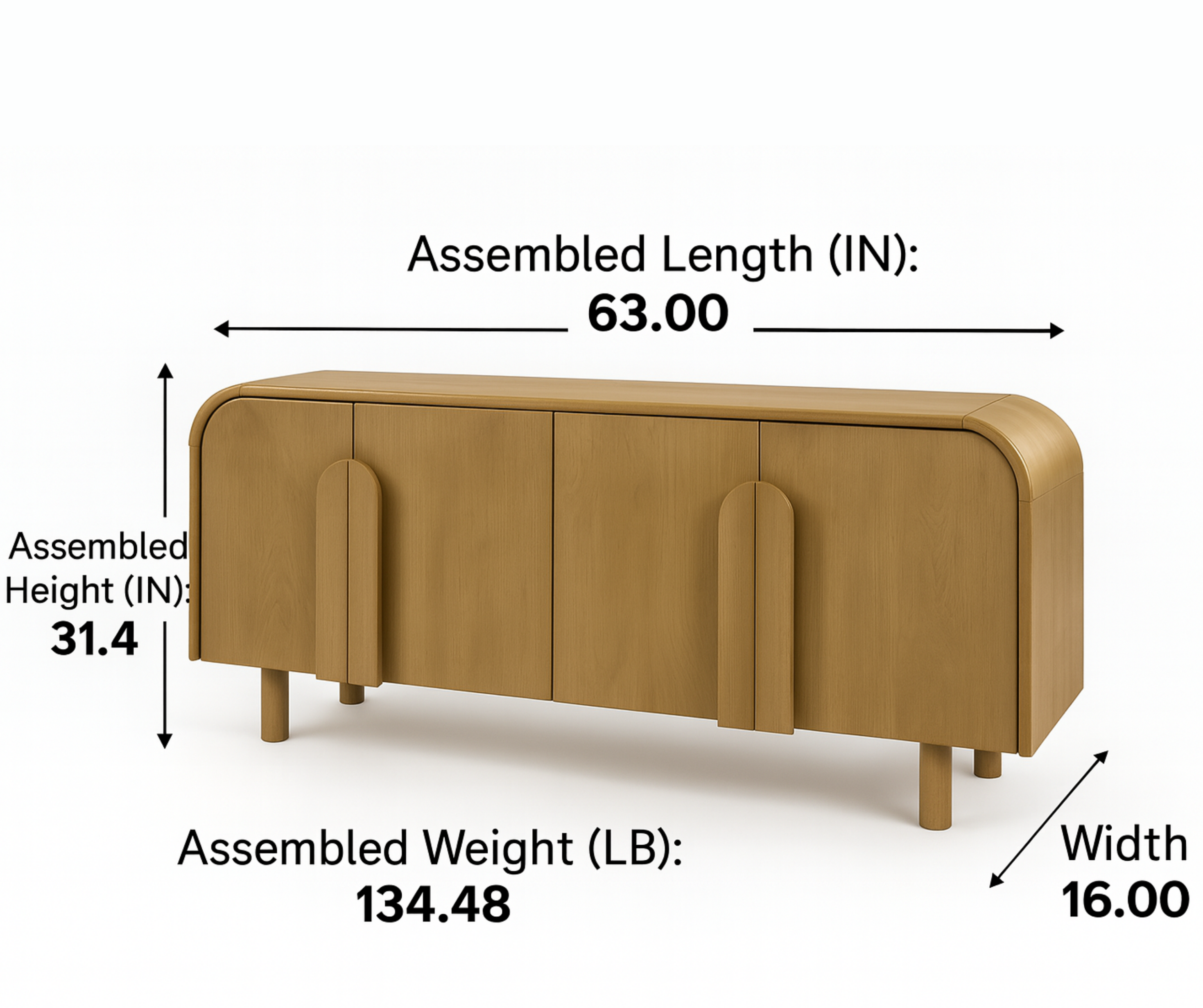 Lyaana Sideboard – Oak Wood Finish with Arch Detailing