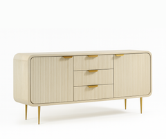 Riverside Storage Cabinet – White Mango Wood with Gold Accents