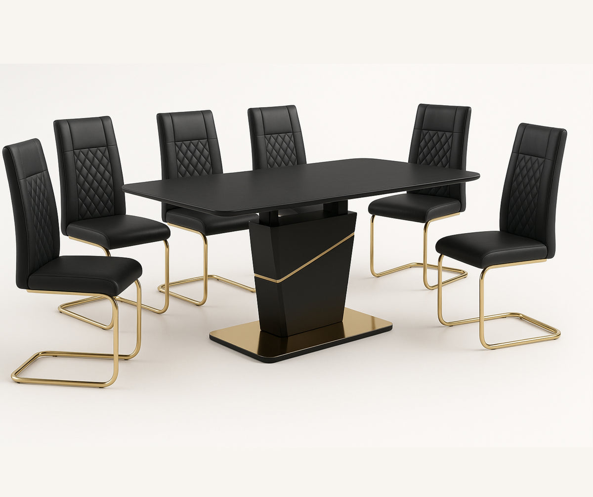 1235 Brooke 7-Piece Extendable Dining Set – Full Black
