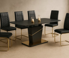 1235 Brooke 7-Piece Extendable Dining Set – Full Black