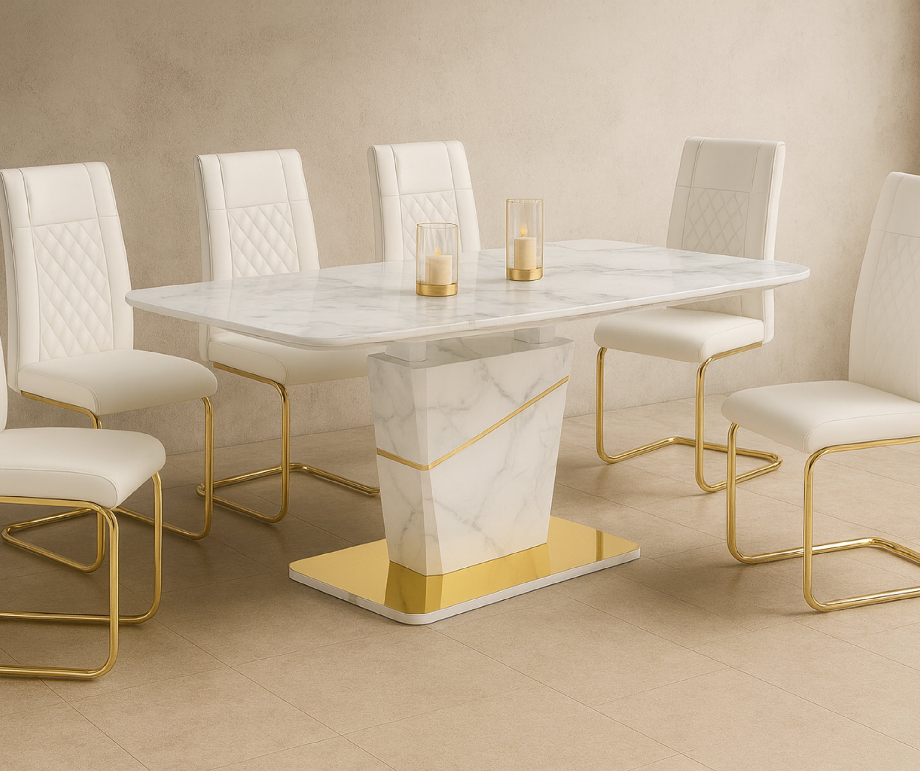 1235 Brooke 7-Piece Extendable Dining Set – Full White