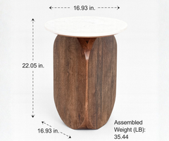 Sasha Accent Table – Walnut & White Marble Top