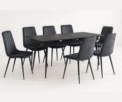 T-1472 Extendable Dining Set with Dark Grey Velvet Chairs