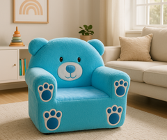 Kids Bear Chair – Blue Plush Foam Chair