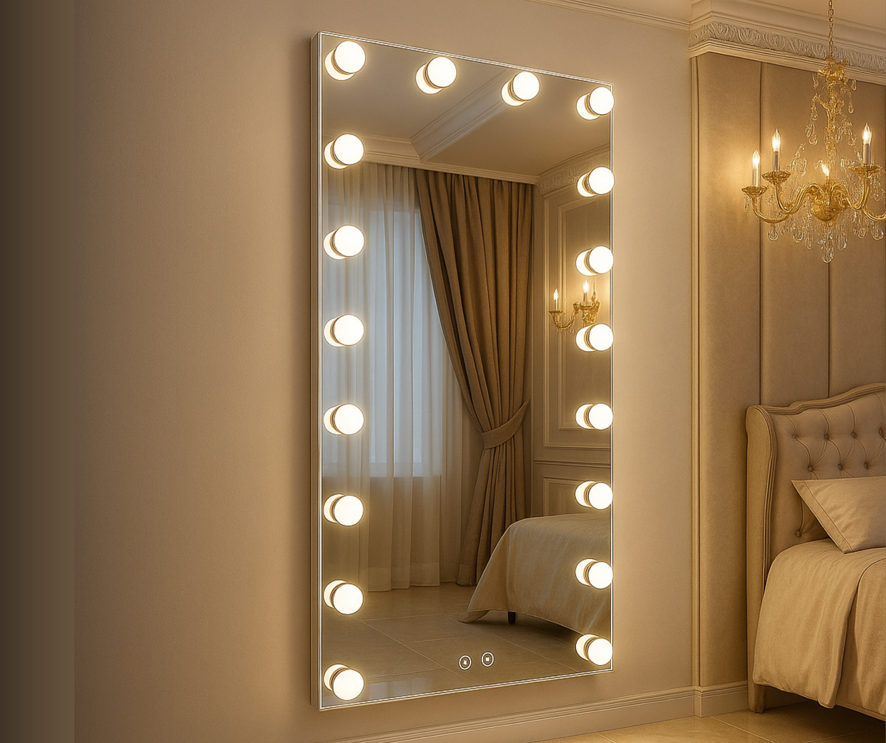 Full Length Wall Mountable Vanity Mirror with 24 Dimmable LED Bulbs