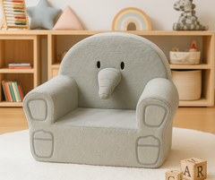 Kids Elephant Chair – Grey Plush Foam Chair