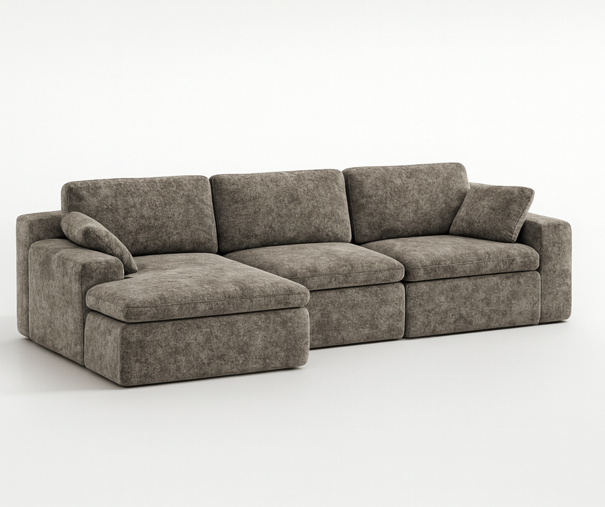 Modern Plush Sectional Sofa – Premium Fabric, High-Density Cushioning
