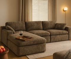 Modern Plush Sectional Sofa – Premium Fabric, High-Density Cushioning