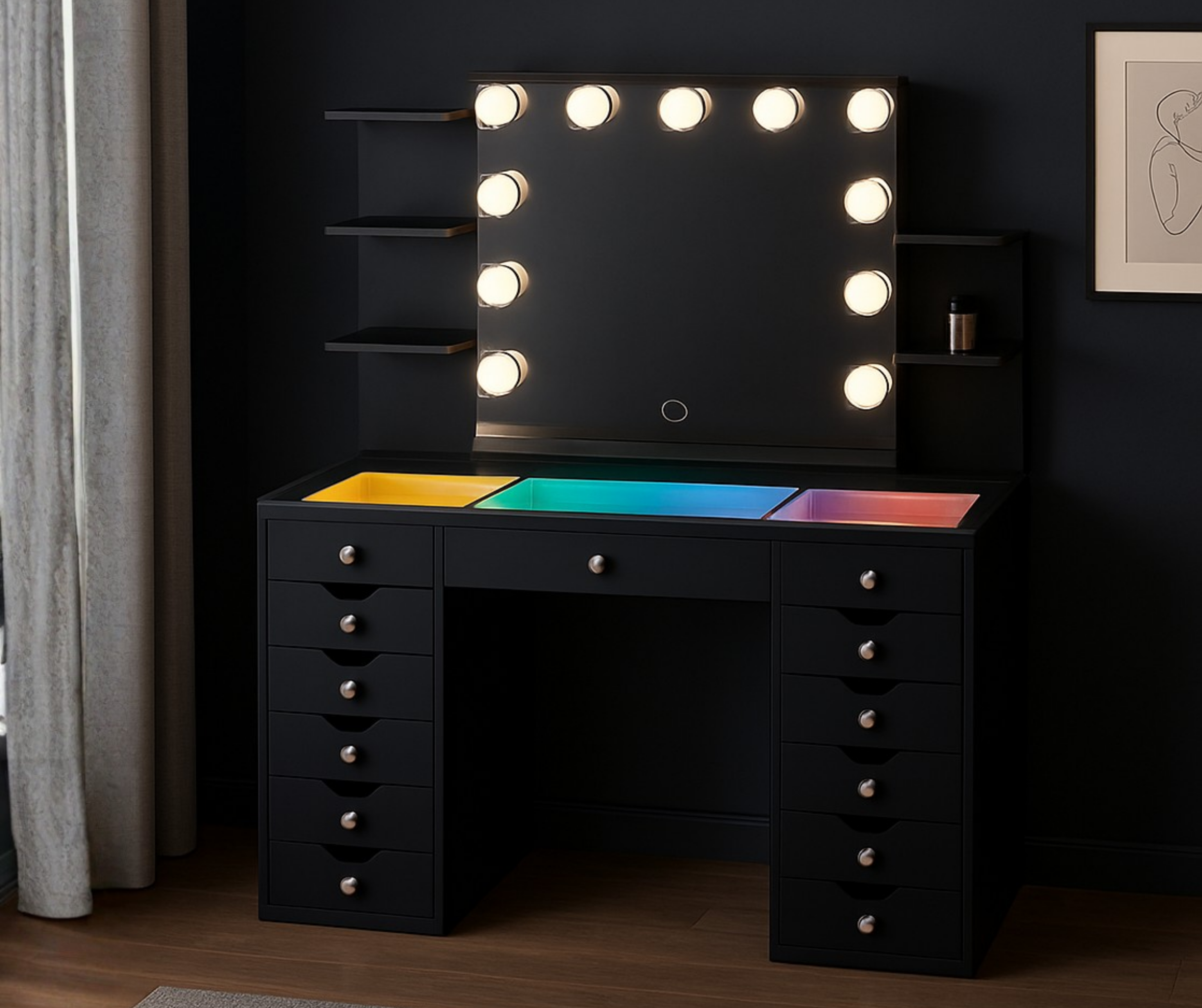 Eva Pro Vanity Set with Shelves